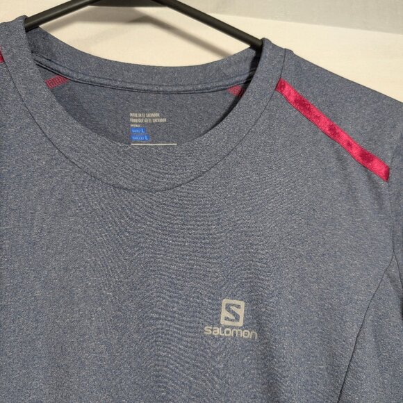 EUC Salomon Women's Large Long Sleeve Running Shirt Top Gray Tech base layer - Picture 3 of 12